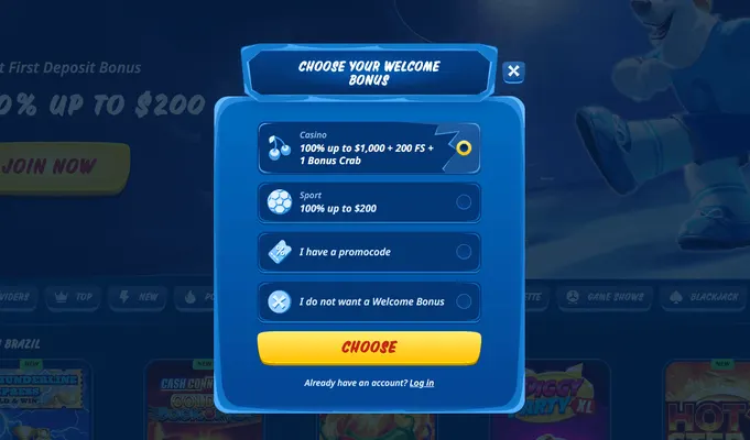 Captura de pantalla de la página de registro de SGCasino